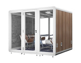 Homelements 6-8 Persons 3x3x2.3m White & Black Wood Grain Model Mobile Soundproof Room Home Live Broadcast Room Singing Cabin Recording Studio Indoor Telephone Booth Piano Sleeping Soundproof Silent Cabin